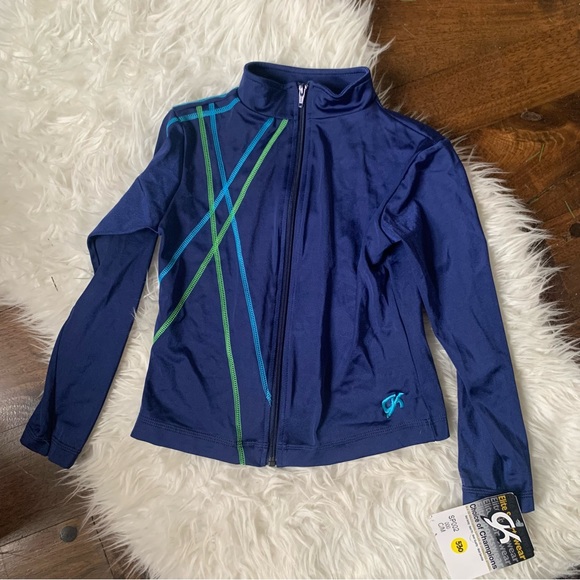 GK Elite gymnastics warm-up jacket by Elite Sportswear,  NEW NWT blue, zip front - Picture 4 of 10